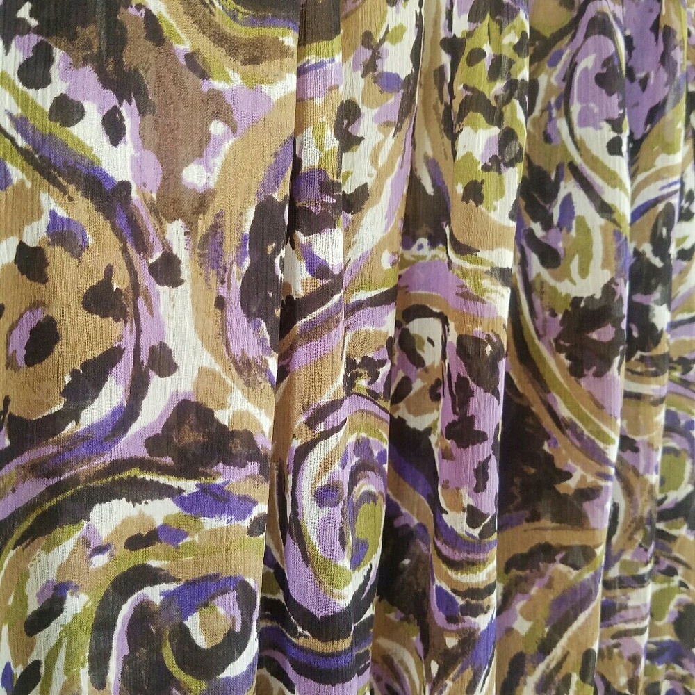 Michael Kors Purple, Brown & Cream Paisley Peasant Blouse - Picture 4 of 6